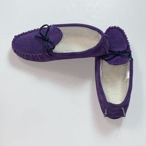 Leather Upper Slippers Purple And White Woman Shoes
